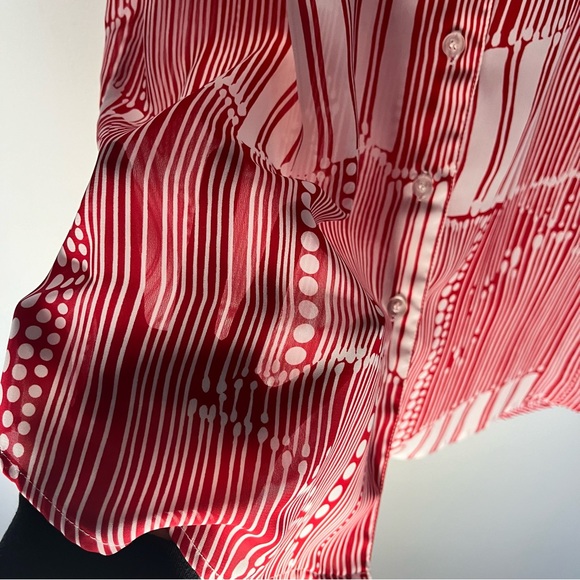 SOLD Vintage Semi-Sheer Stuart Randolph button Down Short Sleeve Blouse - Picture 4 of 10